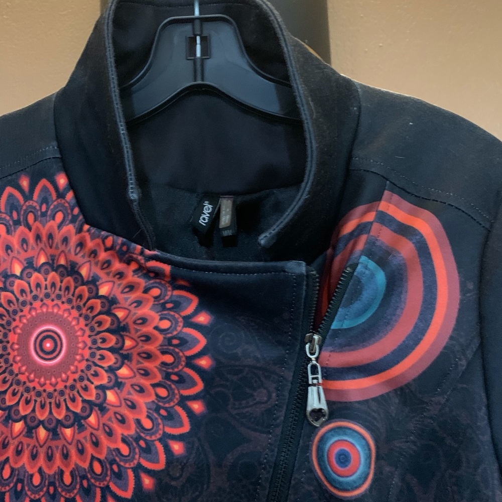 Ravel Women's Black Blazer with Red and Blue medallion print - Picture 3 of 16